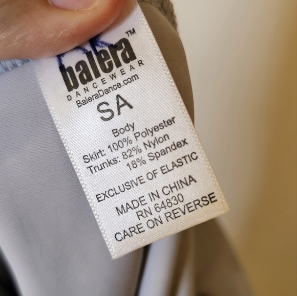 Balera grey high-low tulle skirt SA + black bodysuit ballet dance costume sz MA - Picture 6 of 9